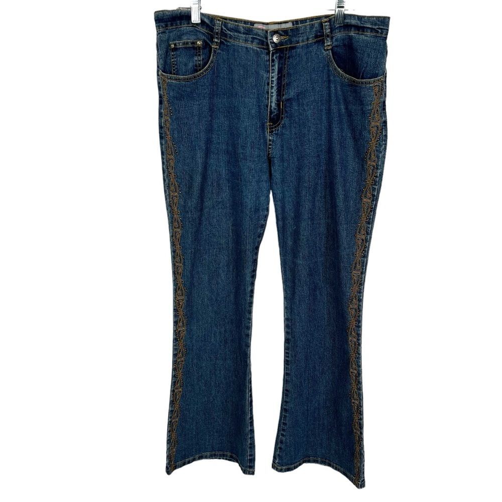 COS Embroidered Studded High Rise Flare Boho Bootcut Jeans Women’s 14